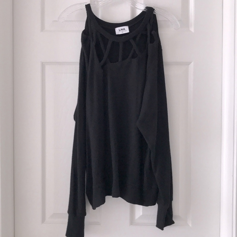 Luca Black Fleece Top. Size Medium.